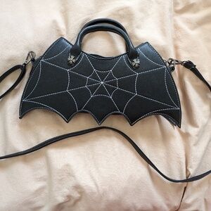 Unique Vintage Black Bat Webbed Handbag